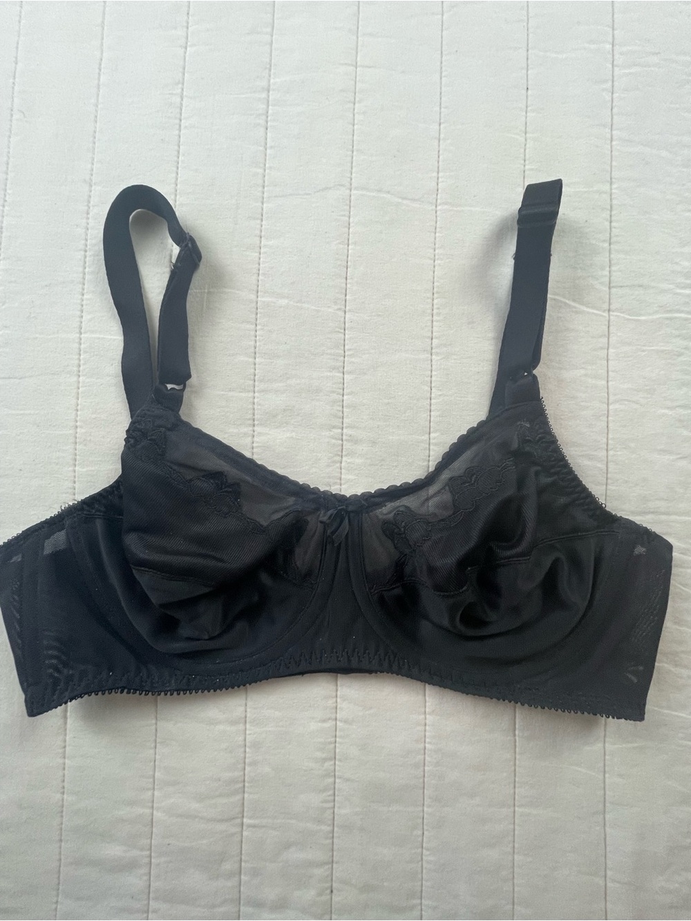 VTG Bali Black Sheer Full-Cup Nylon Underwire Bra 34C